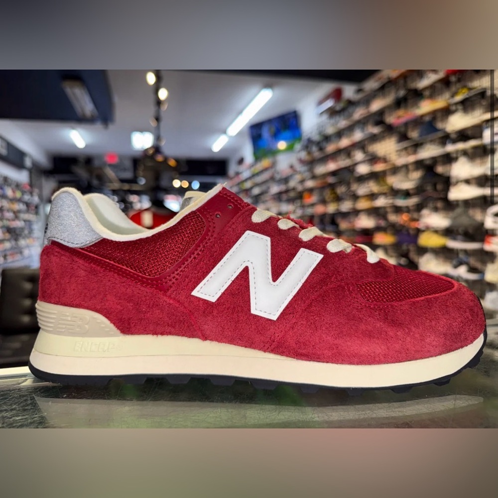 Size 10 - New Balance 574 Premium OG Pack - Varsity Red